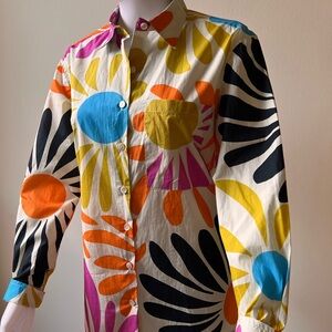 APNY Oversized Print Button-Up Shirt Size Small (4-6)